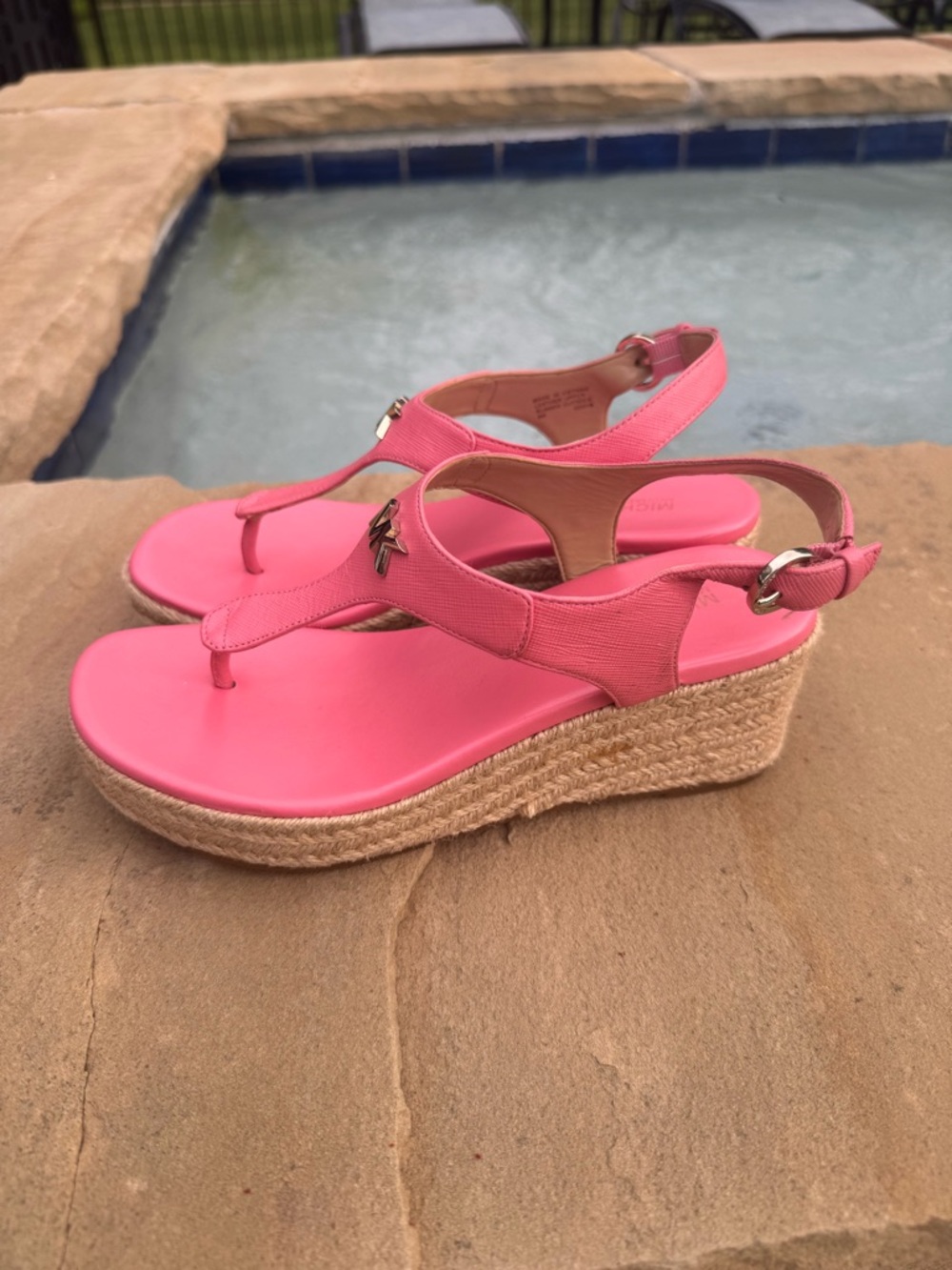 Michael Michael Kors Pink Wedge Espadrille Sandals – Size 6M - Picture 7 of 11